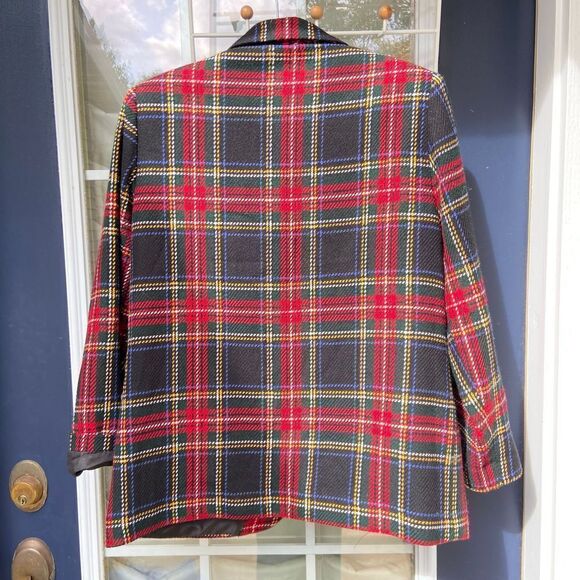 Vintage "Requirements Petites" Poly Wool Blend Plaid Blazer SZ M - Picture 3 of 8